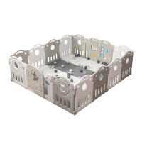 艾娜 儿童游戏围栏灰白围栏200*180cm+秋千+滑梯+摇马+折叠球池组合+画板组合+篮球架+4cm地垫