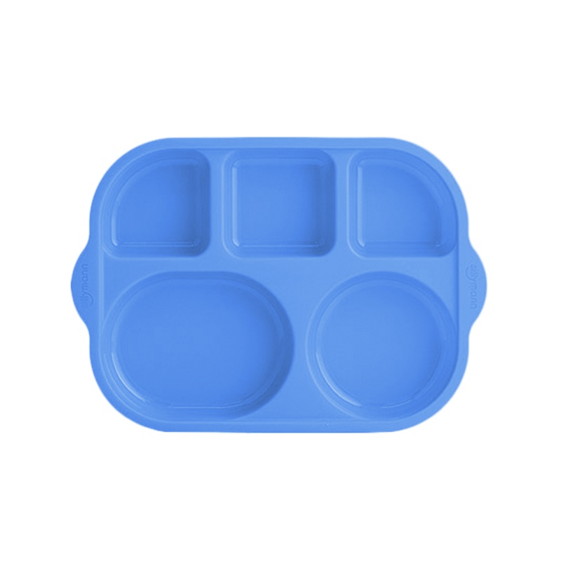 思利满Sillymann 宝宝碗婴儿碗 儿童易洗分格餐盘 防摔 蓝色 铂金硅胶