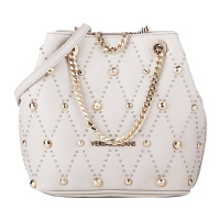 VERSACE JEANS 范思哲 新款女士象牙白色聚酯纤维铆钉装饰手提包 E1VTBBE2 70883 807