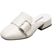 康奈女鞋 夏季新款圆头百搭金属扣小单鞋韩版套脚懒人鞋半拖鞋1276937