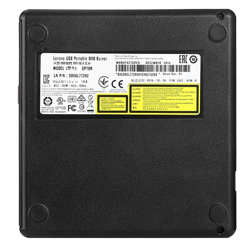 联想（Lenovo）8倍速 USB2.0 外置DVD刻录机/移动光驱 黑色(兼容Windows/苹果MAC系统/GP70