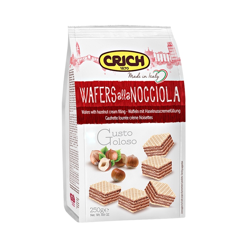 意大利原装进口 可意奇(CRICH)榛子奶油威化饼干 网红零食 休闲食品 早餐下午茶 甜点 糕点 年货零食 250g