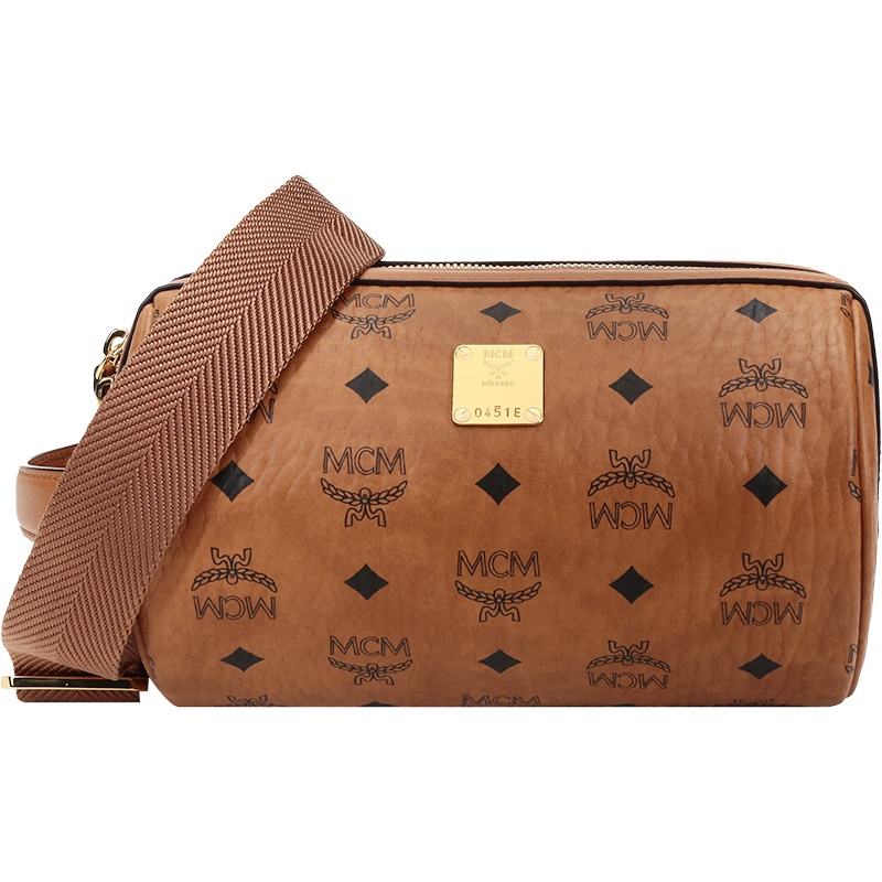 MCM 男女中性 人造革Klassik Visetos筒形单肩斜挎包手提包小号 MMRAAKC01