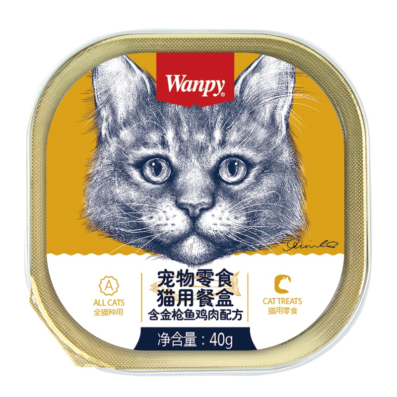顽皮Wanpy宠物零食猫用餐盒含鸡肉+金枪鱼配方40g*6盒