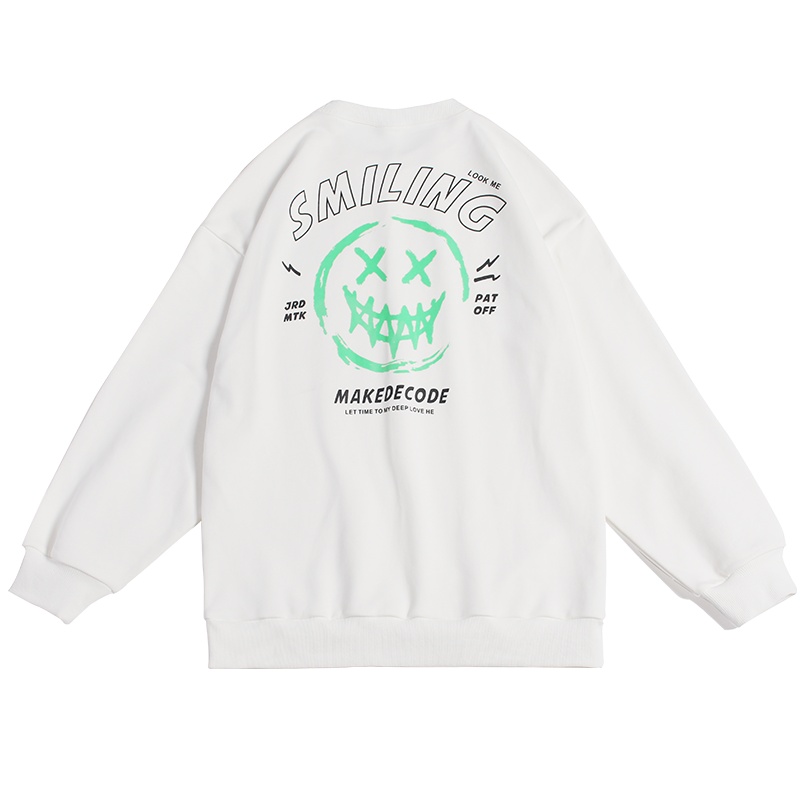 [直营]木林森(MULINSEN)新港风男装 秋新款夜光卫衣男潮牌笑脸印花圆领套头上衣