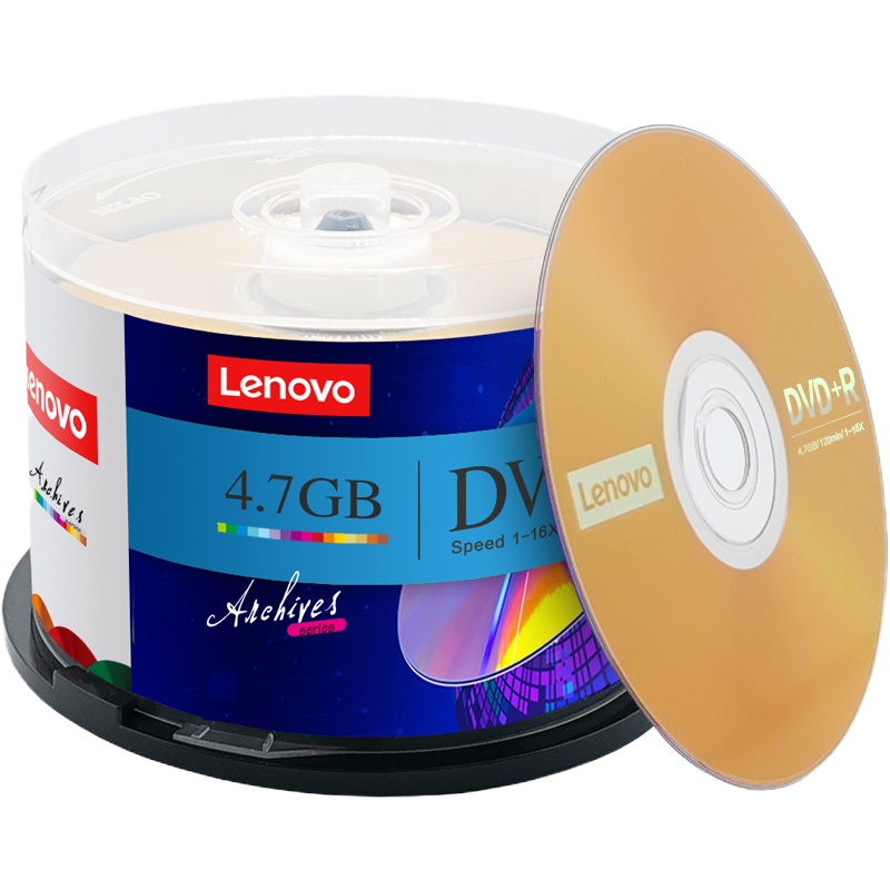 联想 LENOVO DVD+R 办公系列光盘/刻录盘 16速4.7GB 桶装50片 空白光盘