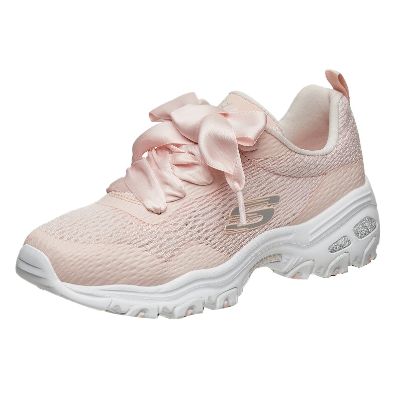 Skechers斯凯奇女鞋甜美丝带鞋带熊猫鞋透气老爹鞋66666196