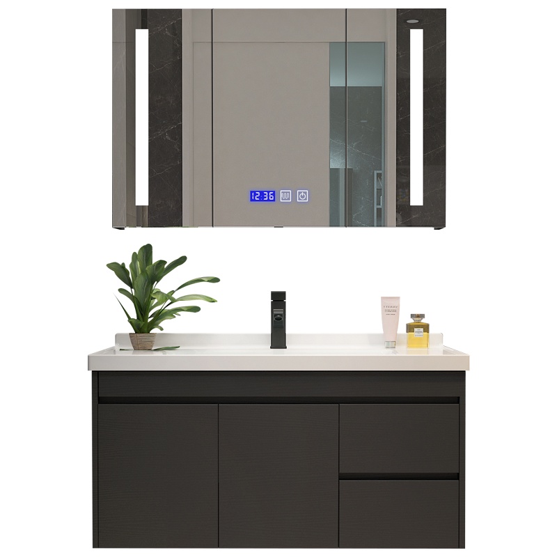 克丽▪菲儿现代简约智能实木浴室柜组合挂墙式洗脸盆柜洗手盆柜卫生间卫浴柜洗漱台