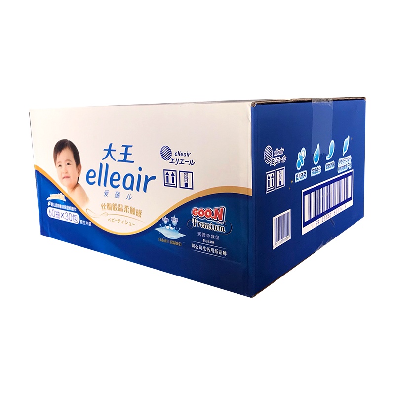 大王Elleair爱璐儿婴儿适用奢润保湿纸面巾60抽*30包