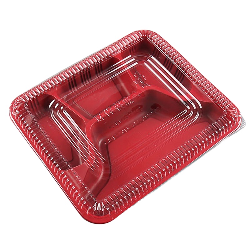 红黑底四格快餐盒22*18.5cm 300个