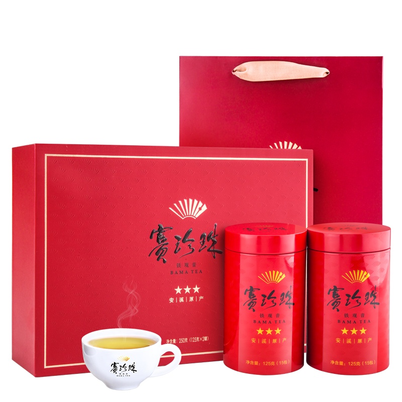 八马茶叶 赛珍珠三星 安溪浓香型铁观音乌龙茶 礼盒装250g
