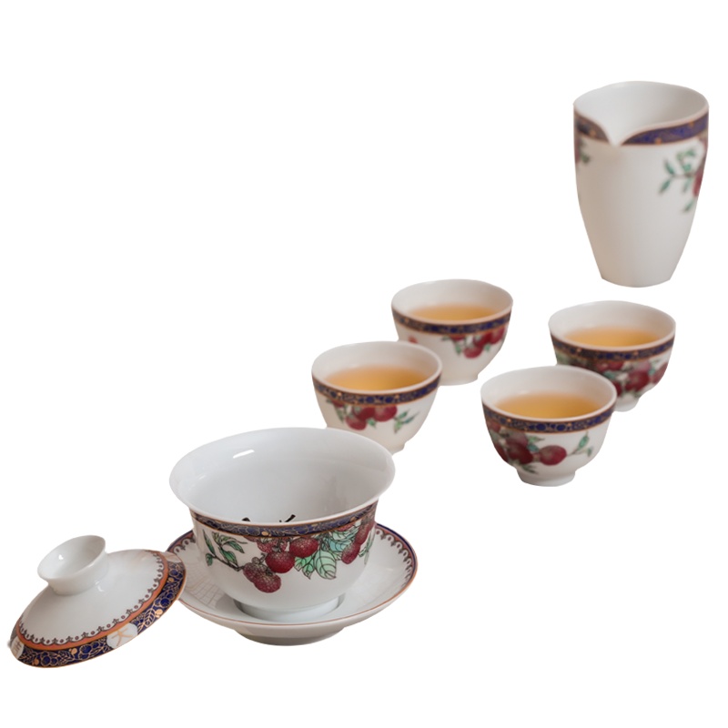 古镇陶瓷景德镇陶瓷家用泡茶茶杯功夫茶具整套套装礼盒6头茶具大吉大利