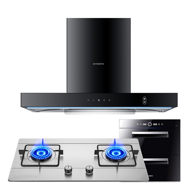 创维(SKYWORTH)欧式油烟机灶具套装 厨房三件套 抽油烟机灶具套装Y1A+X1A+Z31天然气