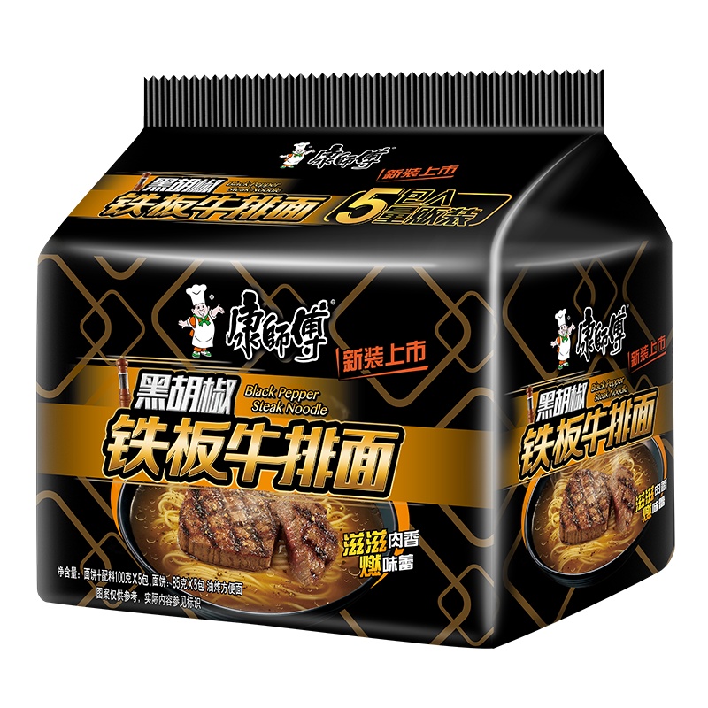 康师傅黑胡椒牛排面五连包 99g*5