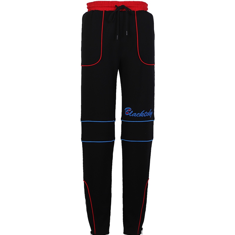 a02新款潮流ins撞色拼接松紧带抽绳拉链休闲裤女DTU2D0431PN