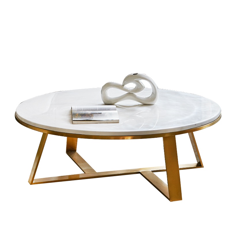 恒享家 茶几 客厅北欧圆形大理石创意不锈钢金属小茶几 简约现代茶几 CJ-C01