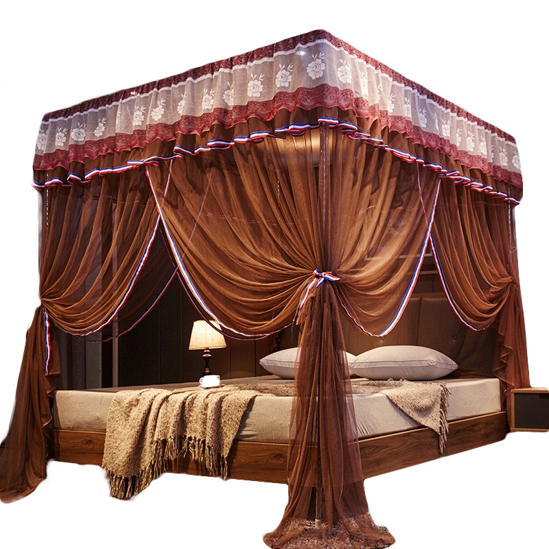 唛乐斯MALLAS宫廷蚊帐 加密加柔帐纱 蕾丝花边设计 三开门落地式宫廷蚊帐