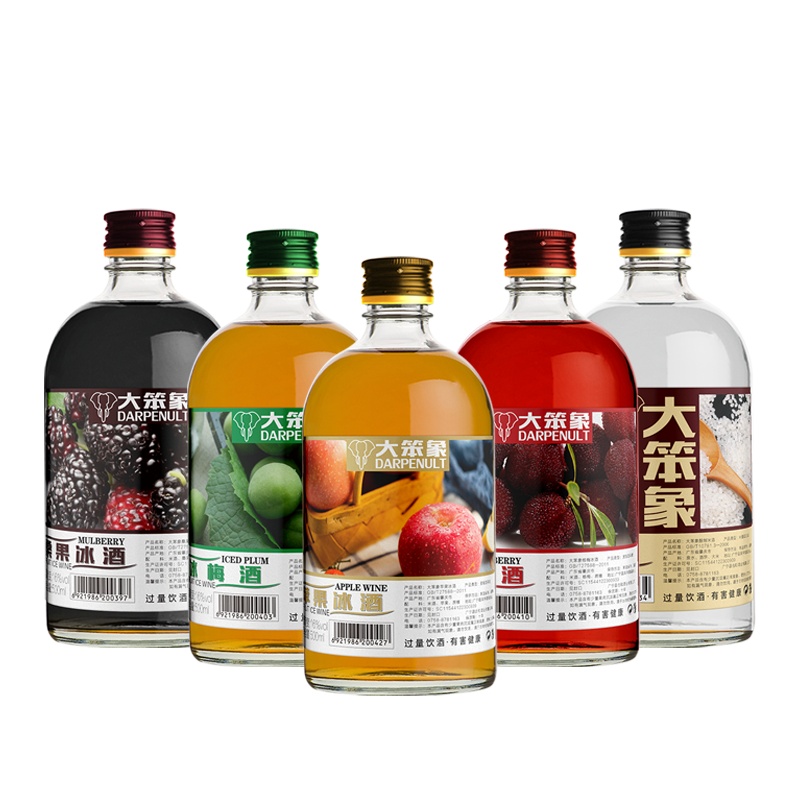 名匙 大笨象 果酒系列 桑果冰酒 青梅酒 杨梅冰酒 苹果冰酒 米酒 6口味6瓶装 500ML*6 聚餐酒席酒吧调酒