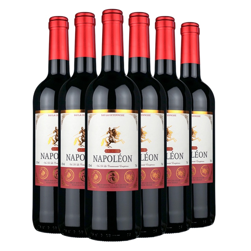 法国原瓶进口红酒整箱酒具装 拿破仑传奇干红葡萄酒750ml*6