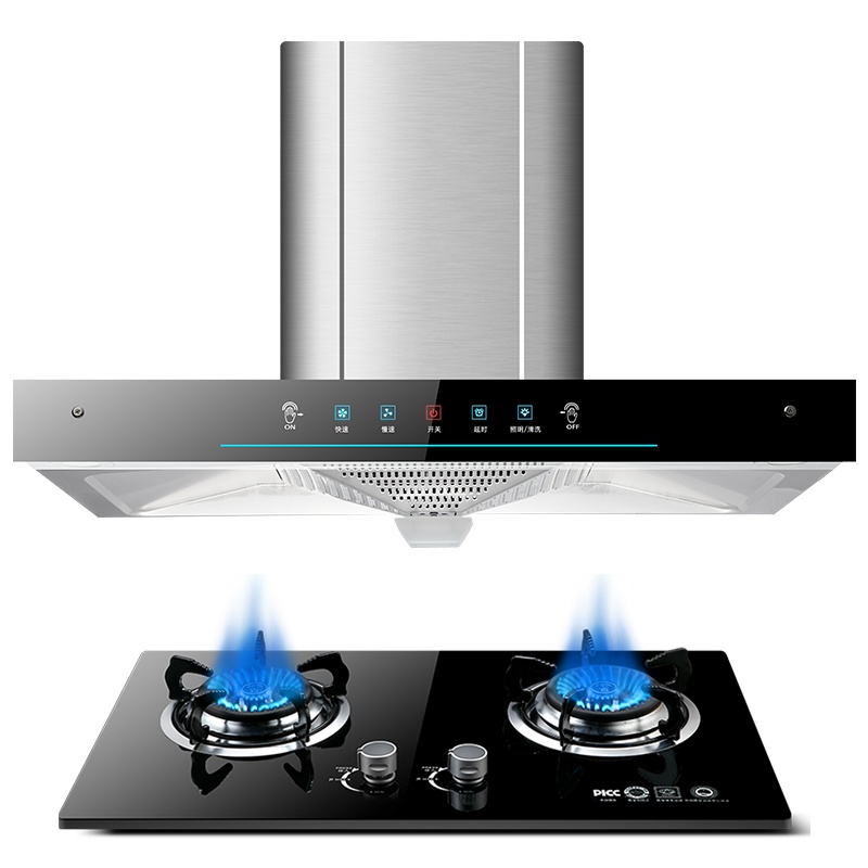 欢呼好太太欧式大吸力抽油烟机灶具套餐30m³顶吸式烟灶套装 免拆洗自动清洗 液化气燃气灶 165T-2+X01