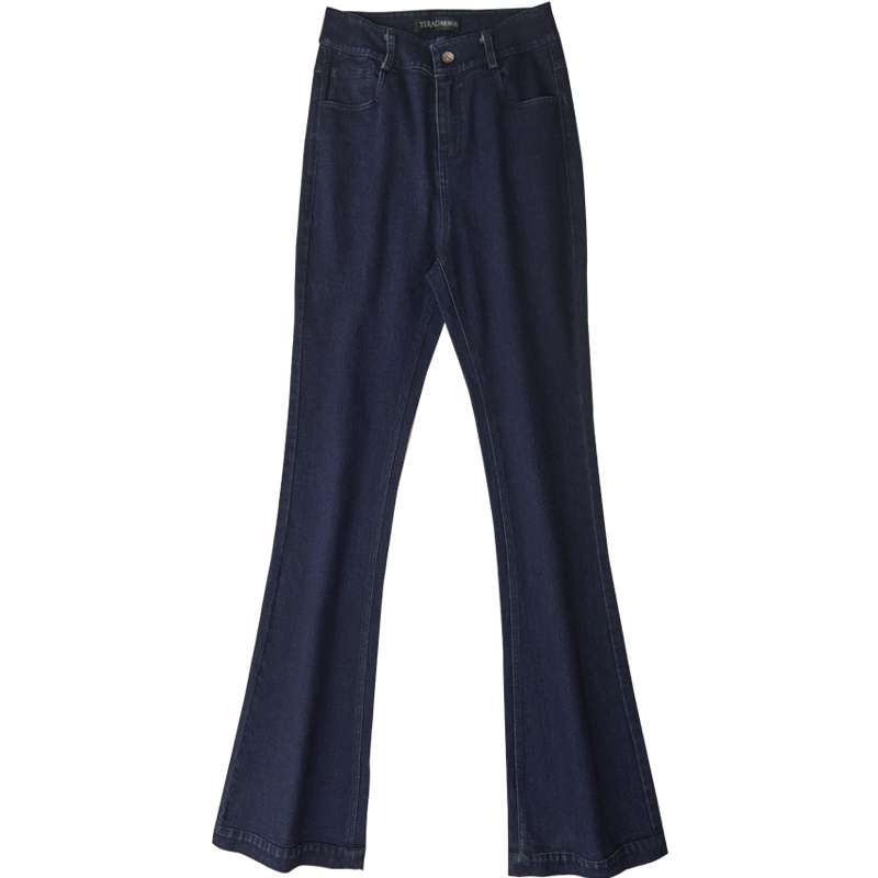 娅丽达女裤2019秋季新款牛仔裤女长裤修身弹力复古微喇叭裤女高腰G3156