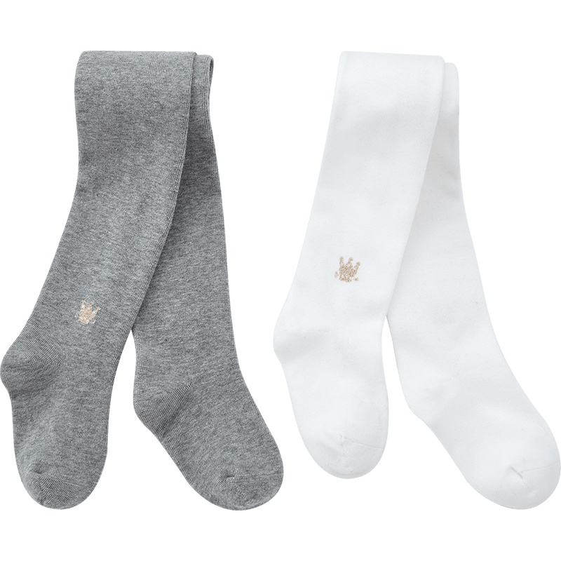 稚行儿童精梳棉打底连裤袜 2双装 白加白/灰加白,纯棉,春季;秋季;冬季通用,参考尺码90、100、110、120