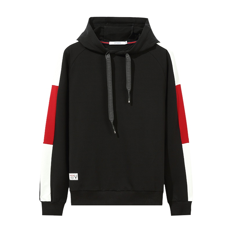 阿仕顿男装卫衣春秋季韩版休闲连帽领拼色卫衣外套男