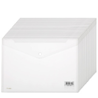 得力(deli)A4透明按扣文件袋 资料收纳袋 塑料防水档案袋 27008(20只)