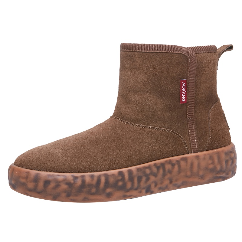 奥康棉鞋男雪地靴男短筒休闲高帮棉靴冬季保暖加绒棉鞋男短靴