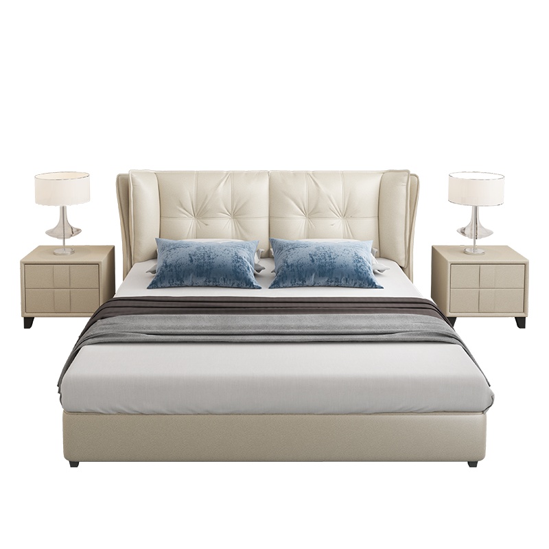 喜临门床 哈德森 真皮床1.5m/1.8m头层牛皮靠背软床 静音排骨架高承重 双人床