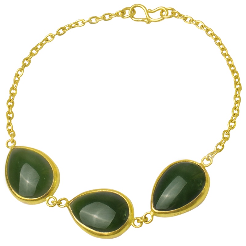 梦克拉 Mkela 黄金和田玉手链女款 碧绿心情 足金镶碧玉金镶玉手链女 手链黄金 定价 女士 心形