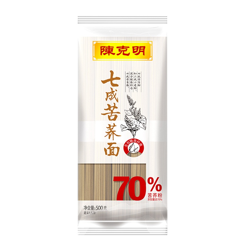 陈克明荞麦面条七成苦荞面 20斤 陈克明荞麦面条挂面 七成苦荞麦面 粗粮杂粮 黑苦荞乔麦面条500g*20包/20斤