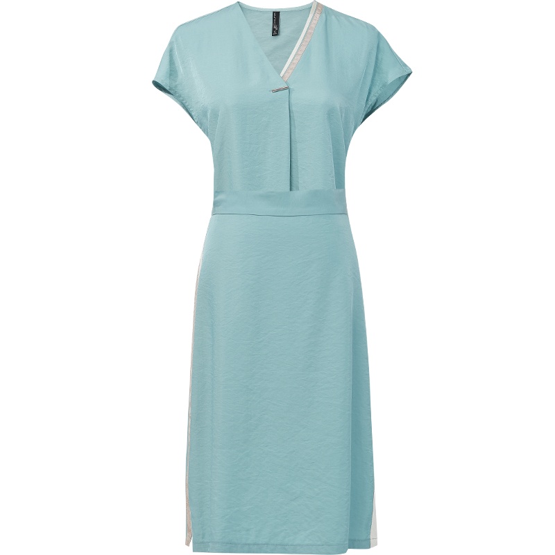 欧昵雪夏季气质V领短袖上衣半身裙两件套女休闲时尚套装