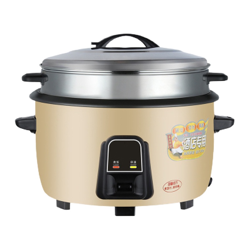 时光旧巷老式大电饭煲大容量多功能食堂酒店商用15--50人用超大电饭煲桶 金色10L特厚不粘锅+钢笼10-15用