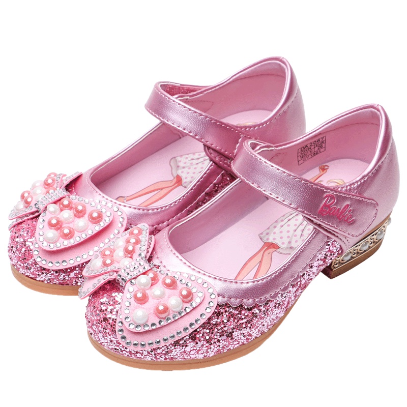 芭比女童时装皮鞋经典蝴蝶结公主皮鞋
