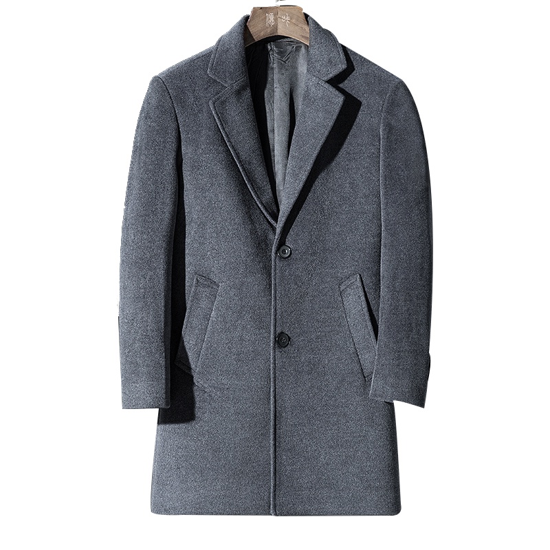花花公子(PLAYBOY ICON)男士羊毛修身呢子大衣中长款商务外套
