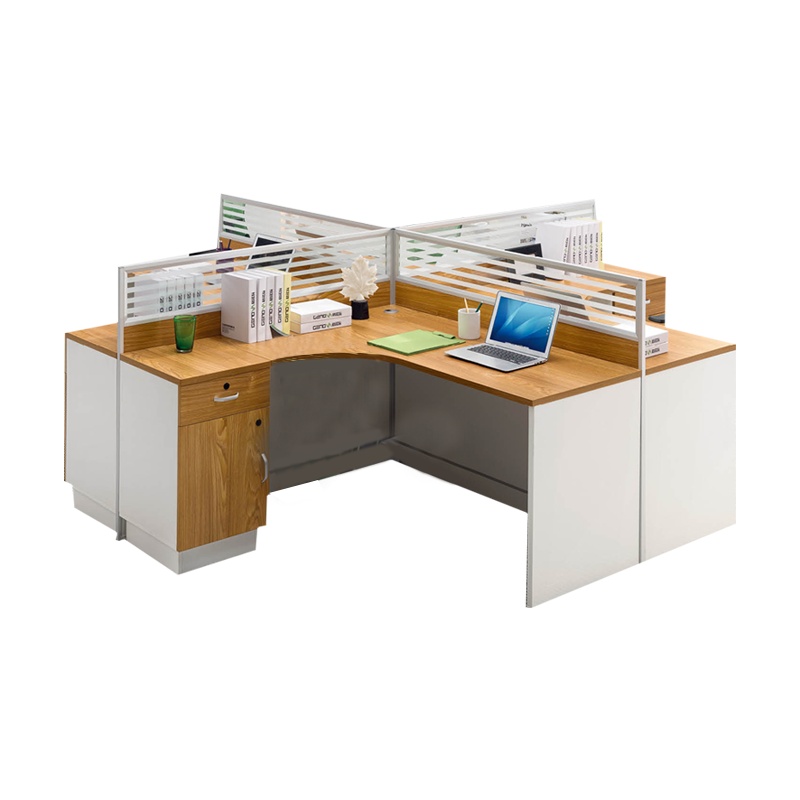 科朔 办公桌职员桌员工桌简约写字台L型板式办公桌四人位1.4米KSL2019