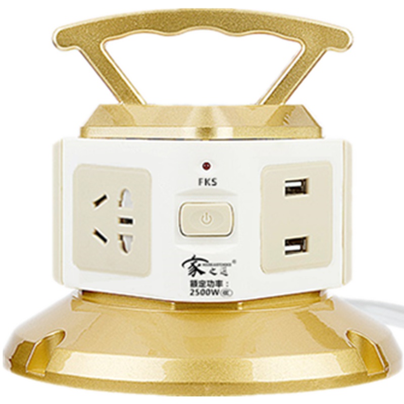 家之选 立式插座塔式家用多功能多层分控塔形立体式插排插线板创意智能多孔转换器带线拖线板 一层带USB三插位1.8米