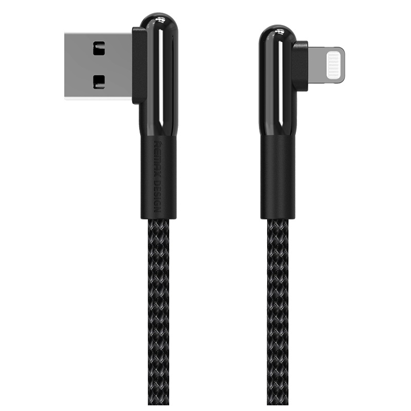 REMAX 战琅Apple 苹果数据线 弯头游戏充电线iPhone xs 8P手机通用 黑色