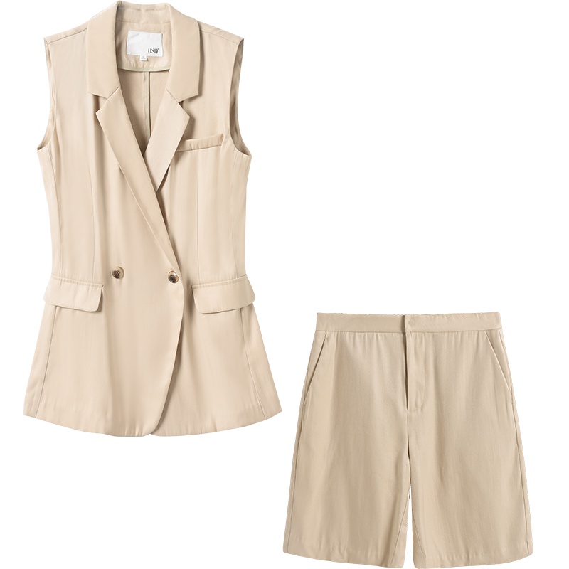 OSA欧莎西装套装女2019新款夏短裤两件套无袖职业装气质女神范