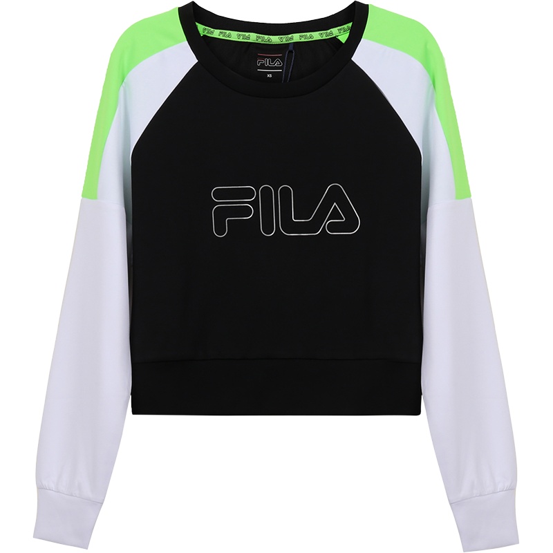 FILA 斐乐 女士 聚酯纤维短款圆领长袖卫衣运动衫 683143