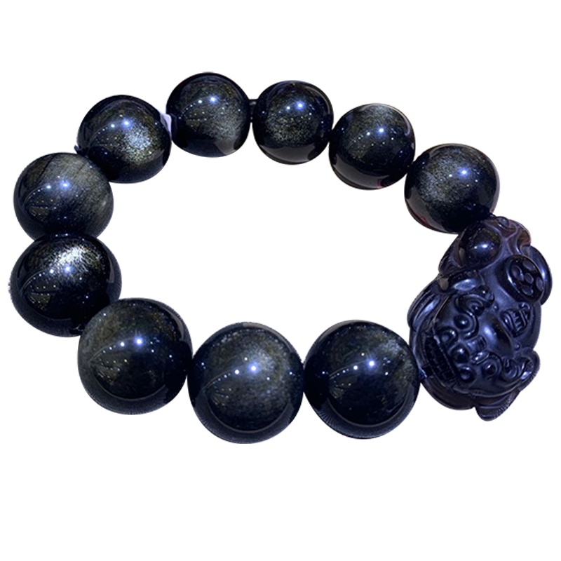 缘香玉天然精品金曜石手链金曜石手链带貔貅 金曜石手链带金曜石狐狸聚财开运纳福吉祥平安送恋人自己佩戴有情侣款