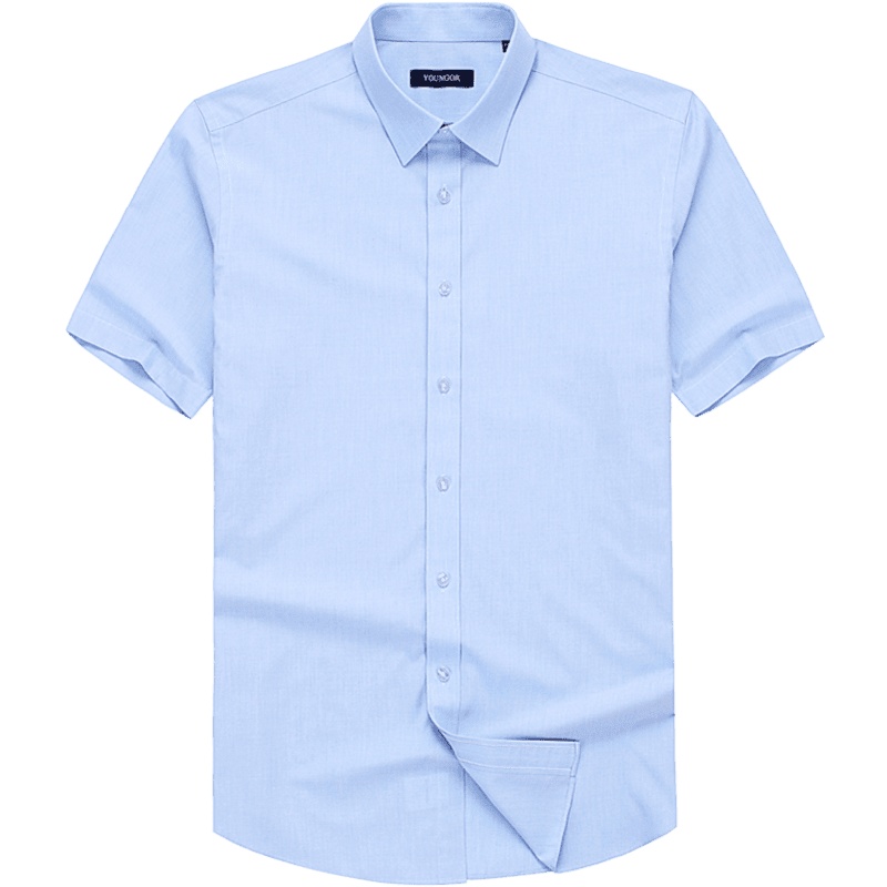 Youngor/雅戈尔秋新品男士商务休闲浅蓝短袖衬衫001IJW