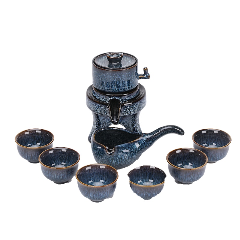 唐宏坊 茶具套装半全自动家用陶瓷懒人茶具石磨茶壶茶杯礼品套装功夫茶具