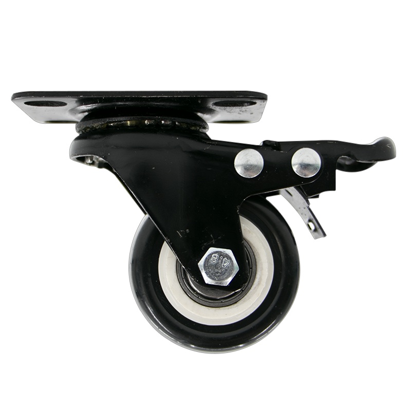 海斯迪克 HKZ-23 静音万向脚轮 金钻轮 PVC双轴承定向家具轮轱辘脚轮电脑椅配件滑轮 2.5寸刹车轮