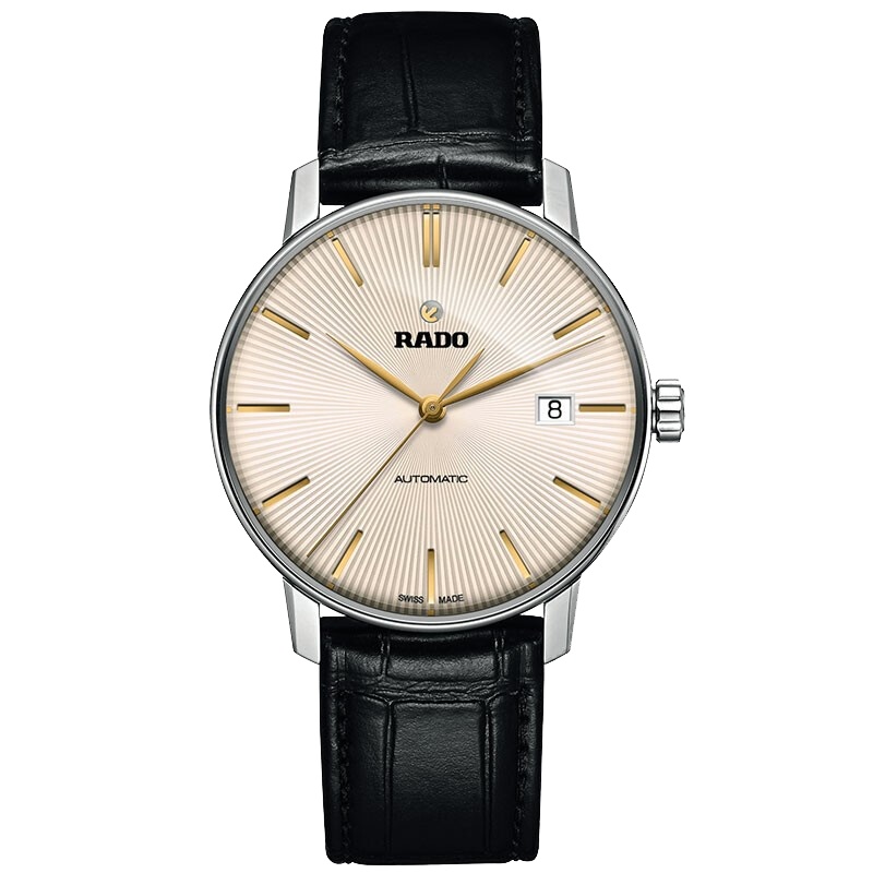 雷达(RADO)瑞士手表 晶璨系列自动机械表男士腕表 37.7mm浅色盘黑皮带 R22860105