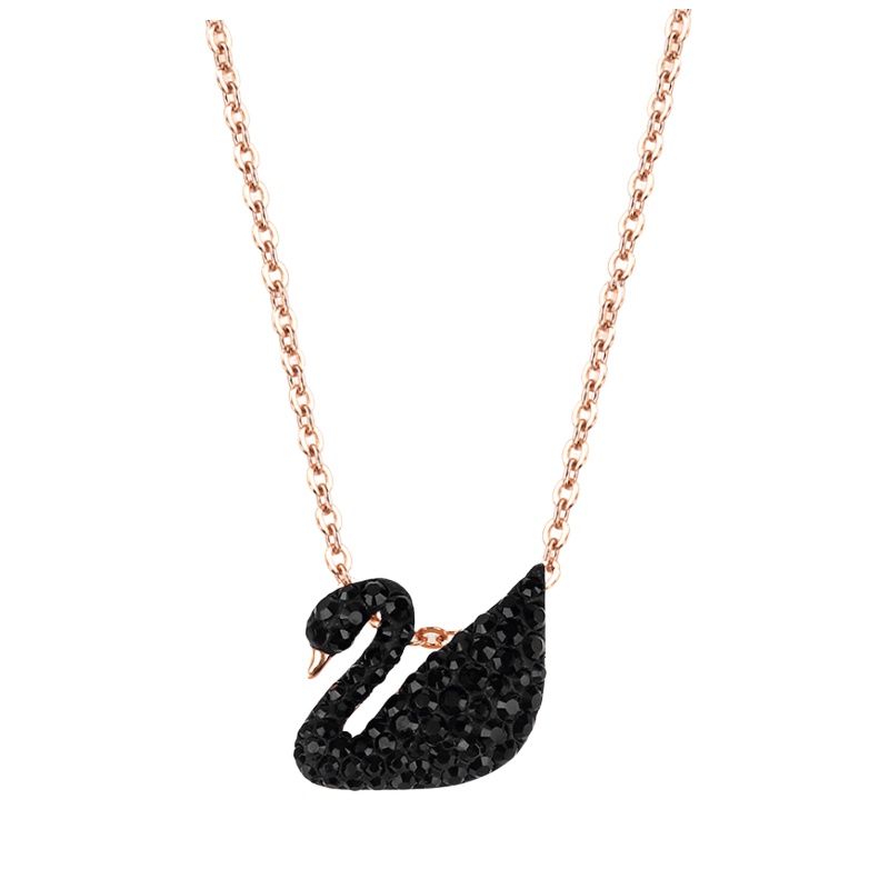 施华洛世奇(SWAROVSKI) 黑天鹅水晶项链小号玫瑰金色链 人造水晶 送恋人5204133