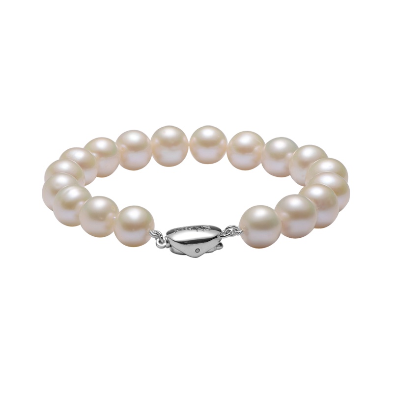 [京润珍珠]灼华 9-10mm 白色淡水珍珠手链 简约典雅气质送女友情人节 珠宝宠自己送妈妈