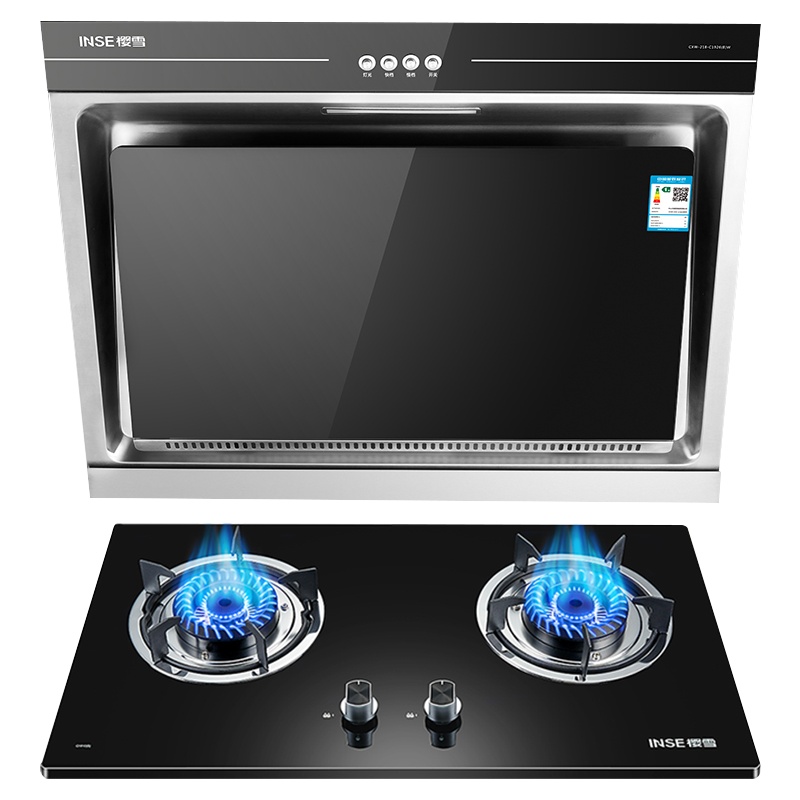樱雪(INSE)侧吸式抽油烟机燃气灶具玻璃烟灶套装家用厨房烟灶组合C1926+Q1810B 液化气
