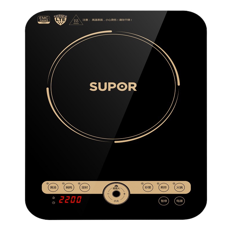 苏泊尔(陕西)C22-IH91 一键超猛火 爆炒更轻松 电磁炉 大面板 2200W大火力 黑色 送汤炒